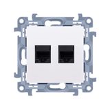 RJ11 double telephone socket, white