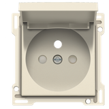 Finishing set for socket outlet with hinged lid, pin earthing and shutters, flush-mounting depth 28.5 mm, cream