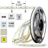 LED strip SMD5050 NW, 60LED/m, 14,4W/m, 1195lm/m, IP54, DC 12V, 10mm, 5m