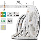 LED strip SMD5050 RGB, 30LED/m, 8,5W/m, DC24V, 248lm/m, IP54, 10mm, 5m