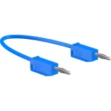 Measuring lead with (2 mm plug, spring-loaded, straight) to (2 mm plug, spring-loaded, straight), 450 mm, blue, PVC, 0.5 mm², CAT O, 28.0115-04523