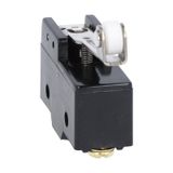 Plastic micro switch, K series, roller centre push lever. 48.5mm/1.91in long lever. Contacts 1NO/NC. Screw terminalsS