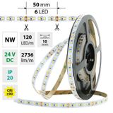 LED strip SMD2835 NW, 120LED/m, 28,8W/m, DC 24V, 2736lm/m, CRI90, IP20, 10mm, 5m