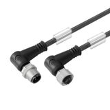 Sensor/actuator line, Connecting line, M12 / M12, Number of poles : 3, 3 m, pin, 90&deg; - socket 90&deg;, Shielded: No, LED: No, Sheath material: PUR, Halogen: No