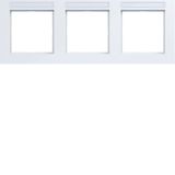 Cover frame 3-way horizontal, text field, A.1, light white glossy