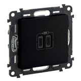 2 USB CHARGER C+C 3A 15W MAT BLACK VALENA LIFE