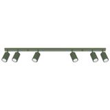 SPOTLIGHTS ON A LONGITUDINAL CEILING STRIP IN OLIVE COLOUR 6XGU10 CARBON