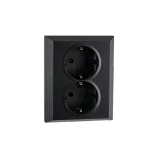 OUTLET FLUSH MOUNTED DOUBLE W/EARTH BLACK 6-PACK