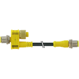 T-Coupler M12 male / M12 male+cable+ M12 female PUR 3x0.34 bk 0.2m