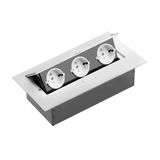 Furniture socket, 3xSHUKO, cable 1.5 m, white