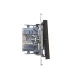 Socket outlet with earthing and shutters, (module), Simon 24, IP20, 16A, graphite mat