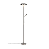 Palermo LED floor lamp brushed steel with reading light