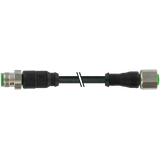 M12 Xtreme male 0° / M12 female 0° A-cod. PUR 5x0.34 bk +drag ch. 10m
