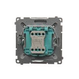 Single switch with backlight LED, (module), 10AX, quick connection, Silver matt, metalic