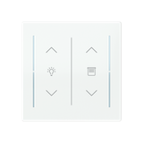 LFDW/A.2.70.1-44G Cover plate with legend with Symbol "arrows/venetian blind" and "dimmer" studio white - Trevion®