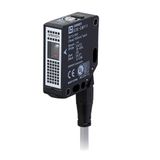 Photoelectric sensor, rectangular shape, red LED, transparent object detection, SmartTeach, 4.5 m NPN, antivalent output, prewired 2 m E3S 7093G