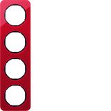 Frame 4gang, R.1, red trans./black glossy, acrylic