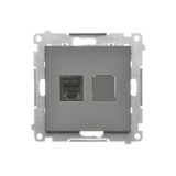 RJ12 single telephone socket, graphite mat