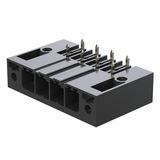 PCB plug-in connector, male header, Clip-on flange, THT solder connection, 7.62 mm, Number of poles: 5, 270°, Solder pin length (l): 3.5 mm, tinned, black, Box