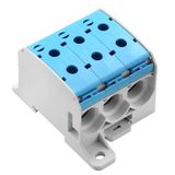 Potential distributor terminal, Screw connection, blue, 95 mm², 232 A, 1000 V, Number of connections: 6, Number of levels: 1