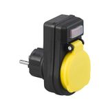 1-way socket adaptor with on/off switch and protective cap, IP44