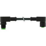 M12 male 90° / M12 female 90° A-cod. V4A FEP 5xAWG22 bk 1m