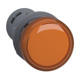 Monolithic pilot light, Easy Harmony XA2, plastic, amber, 22mm, integral LED, screw clamp terminals, 24V AC DC
