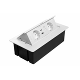 Furniture socket MULTISOFT, 2xSHUKO, USB A+C, RJ45, cable 1.5 m, white