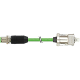 M12 male 0° A-cod. shielded / Drive Cliq IP67 PUR 0.20+0.38 gn  9.5m