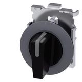Illuminable selector switch, 30 mm, round, Metal matt, black, Selector switch short, front ring for flush  3SU1062-2DM10-0AA0-Z X90