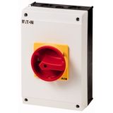 T5B-4-15682/I4/SVB Main switch, T5B, 63 A, surface mounting, 4 contact unit(s), 6 pole, 1 N/O, 1 N/C, Emergency switching off function, With red rotary handle and yellow