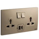 2G MULTISTANDARD SWITCHED SOCKET + USB TYPE A+C 3A DARK BRONZE