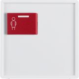 Central part with red call button at the top, Berker Q.x, white, velvet