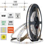 LED strip SMD2835 NW, 60LED/m, 4,8W/m, DC 24V, 390lm/m, CRI90, IP54, 8mm, 5m