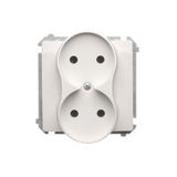 Double socket outlet without earthing, white, 16A