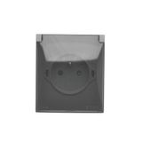 IP44 single socket outlet with shutters - transparent flap, dark grey, 16A