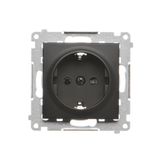 Single socket outlet with Schuko earthing, with shutters, (module), 16A, 250V, quick connection, black matt