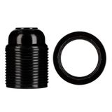 Lampholder E27 Bakelite Threaded + Ring Black