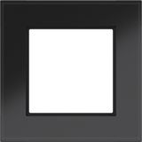 Cover frame single, A.8, glossy black glass