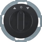 Rot. switch for blinds 1pole centre plate, rot. knobs, R.classic, black glossy