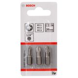 3-piece screwdriver bit set, Extra Hard version (PZ) PZ1; PZ2; PZ3; 25 mm