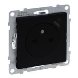 COMBINED SOCKET 2P+E FRENCH STANDARD AUTO TERMINALS SHUTTERED + USB TYPE C BLACK