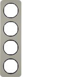 Frame 4gang, R.1, stainless steel/black