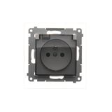 IP44 single socket outlet - with Premium frame seal - transparent flap, (module), 16A, 250V, Screw, white
