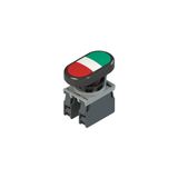 Double pushbutton complete unit with fixing adapter and contacts