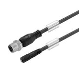 Sensor/actuator line, Connecting line, M12 / M8, Number of poles : 3, 10 m, pin, straight - socket, straight, Shielded: No, LED: No, Sheath material: PUR, Halogen: No
