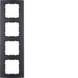 Frame 4gang, B.3, al. black/ant. matt, al. anodised