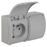 VG-2 Koala Double Socket with earthing contact (2x2P+Z) surface mounted IP44 gray with gray flap VG 162-03