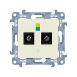 Double equipontential socket, cream white/electro white