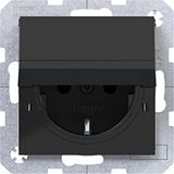SCHUKO wall socket, fixed, Safety Plus, plug-in type, A.x/C.x black glass
